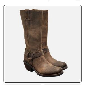 VTG BCBG Brown Leather Women's Sz 6 B Harness Western Biker Boots